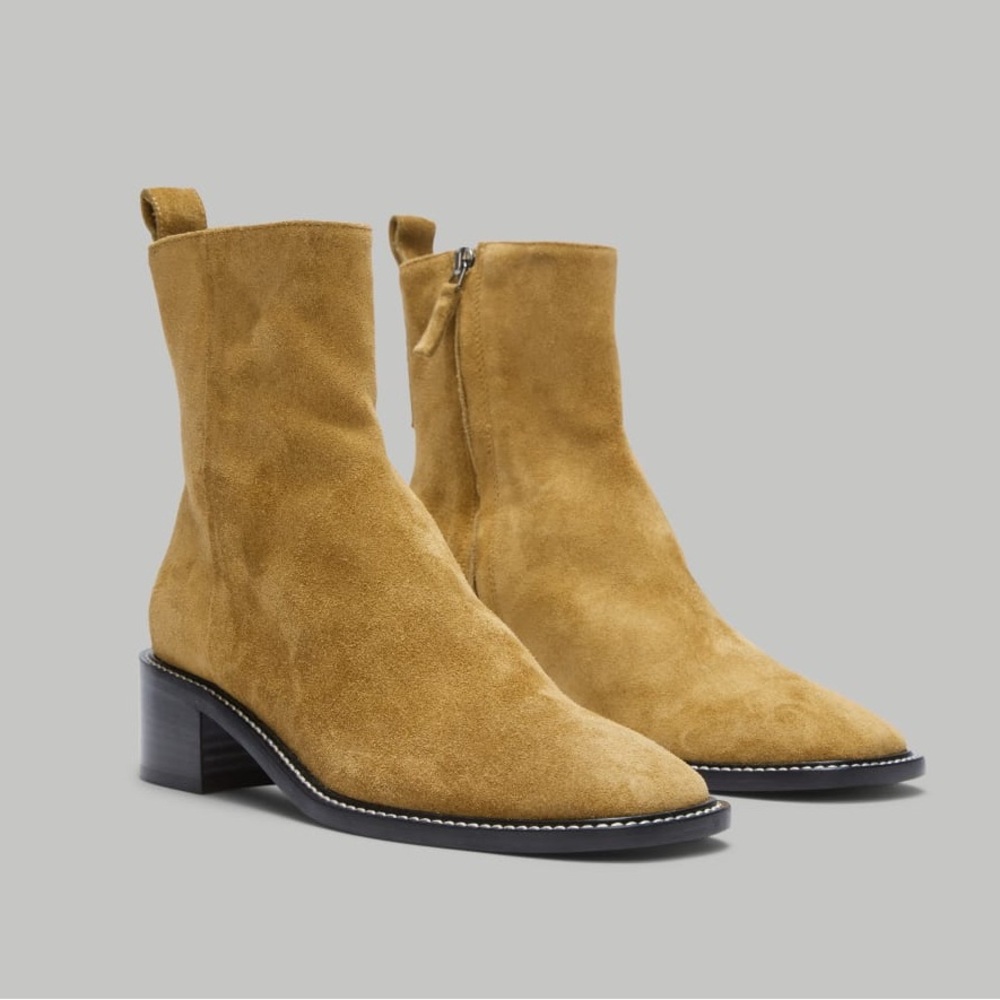 Everlane The City Boot in Toasted Almond Suede